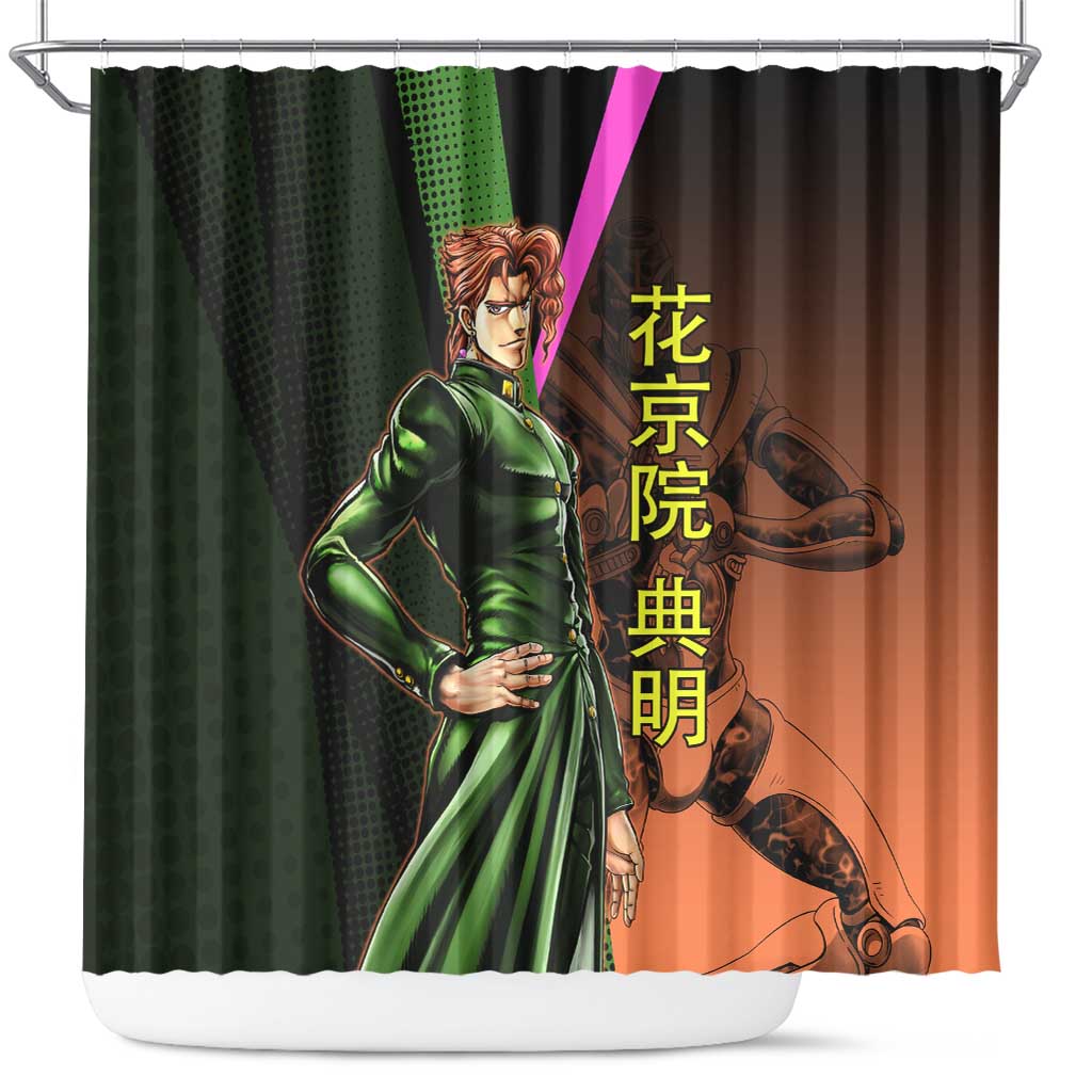 Noriaki Kakyoin JoJo’s Bizarre Adventure Shower Curtain with Hierophant Green Stand - The Mazicc