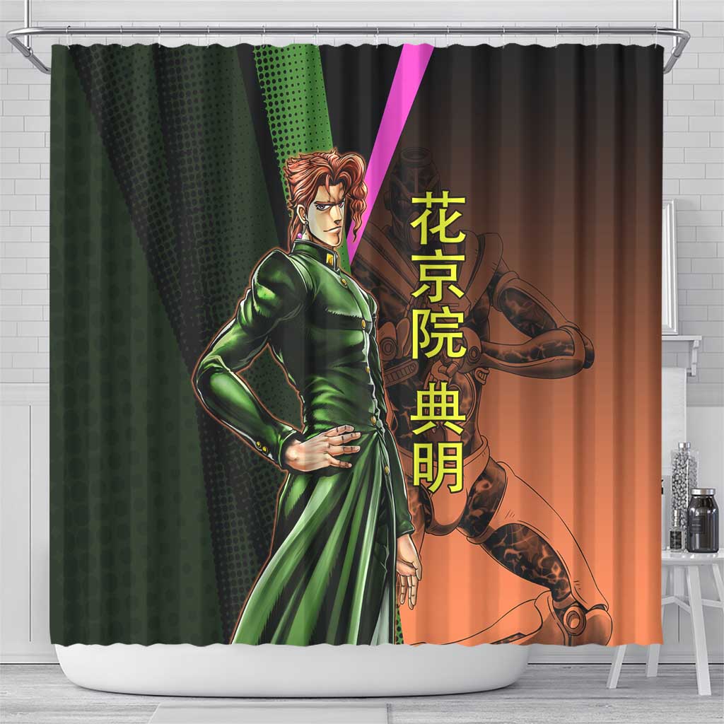 Noriaki Kakyoin JoJo’s Bizarre Adventure Shower Curtain with Hierophant Green Stand - The Mazicc