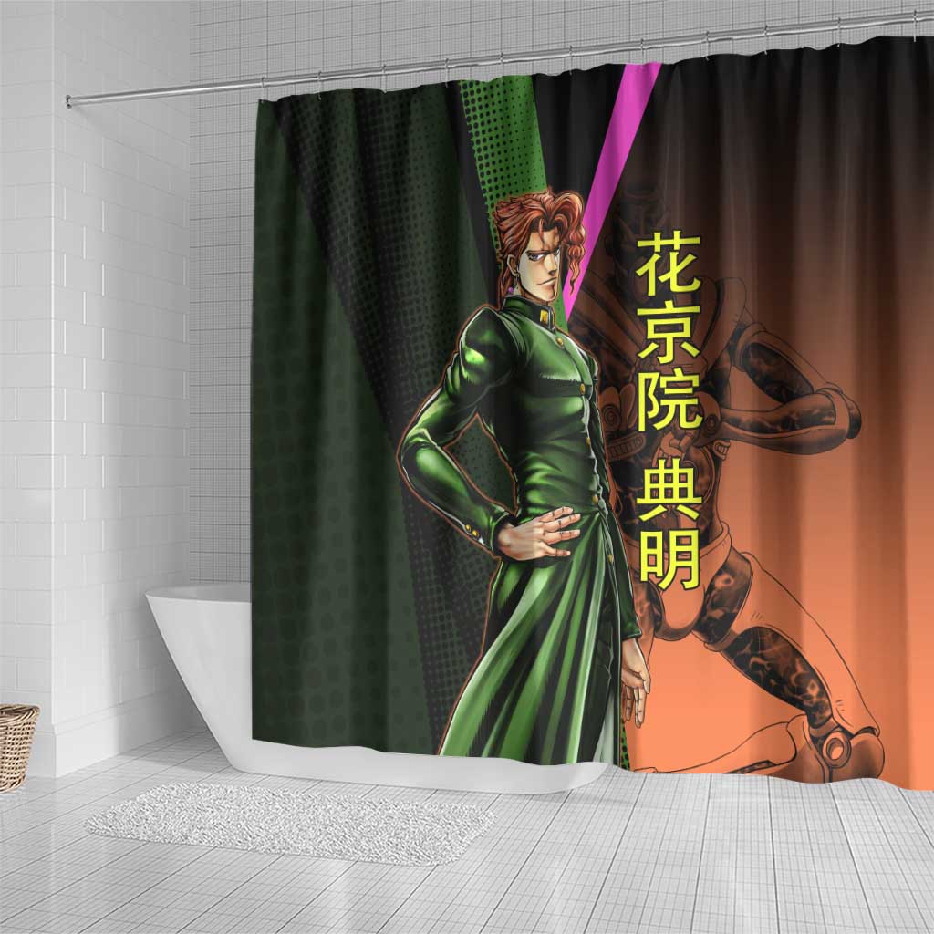 Noriaki Kakyoin JoJo’s Bizarre Adventure Shower Curtain with Hierophant Green Stand - The Mazicc
