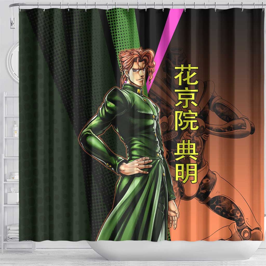 Noriaki Kakyoin JoJo’s Bizarre Adventure Shower Curtain with Hierophant Green Stand - The Mazicc