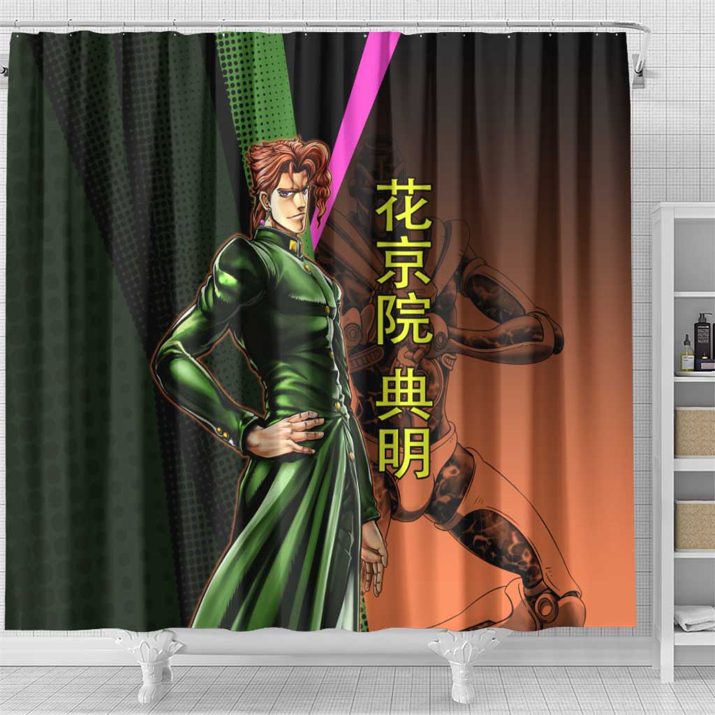 Noriaki Kakyoin JoJo’s Bizarre Adventure Shower Curtain with Hierophant Green Stand - The Mazicc