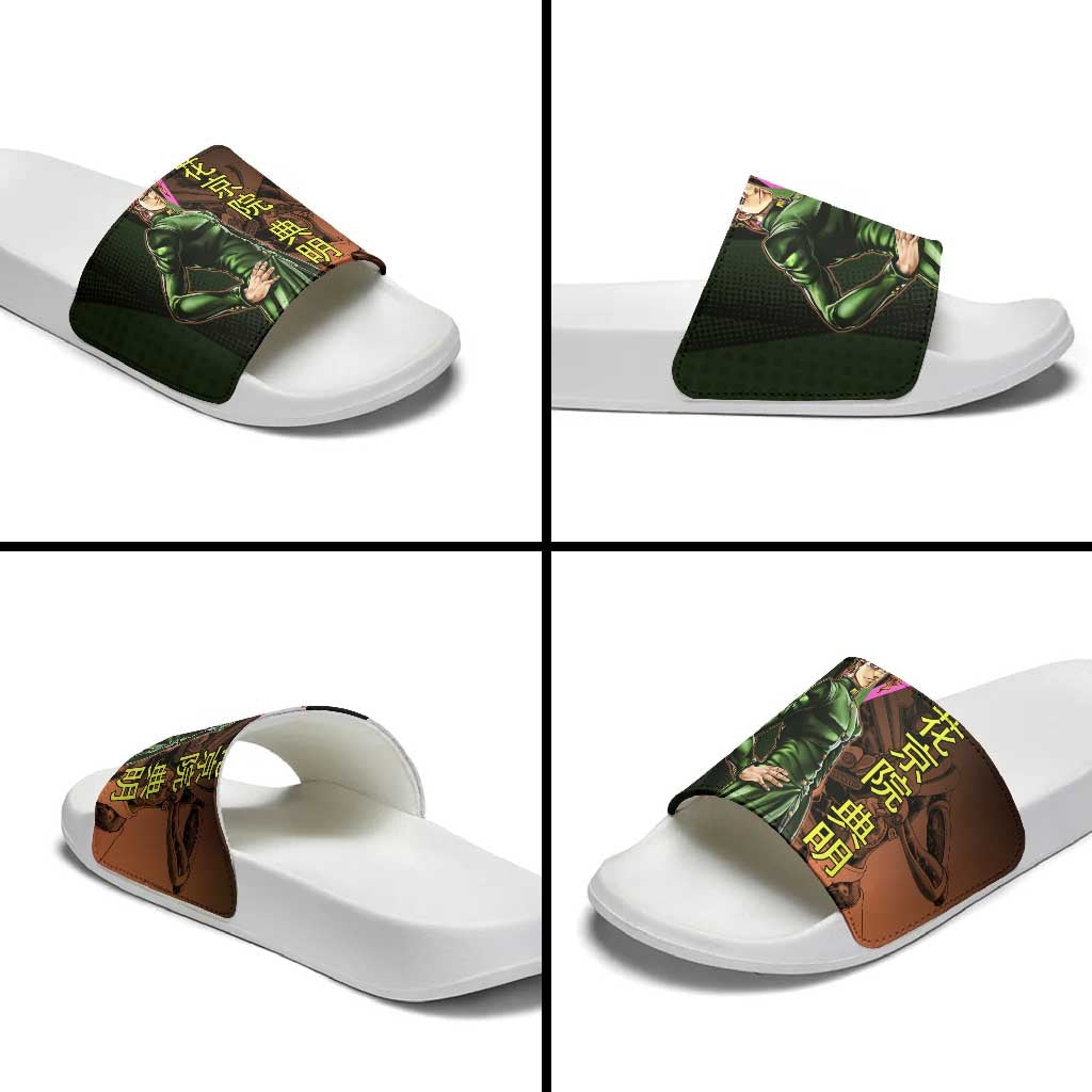 Noriaki Kakyoin JoJo’s Bizarre Adventure Slide Sandals with Hierophant Green Stand - The Mazicc
