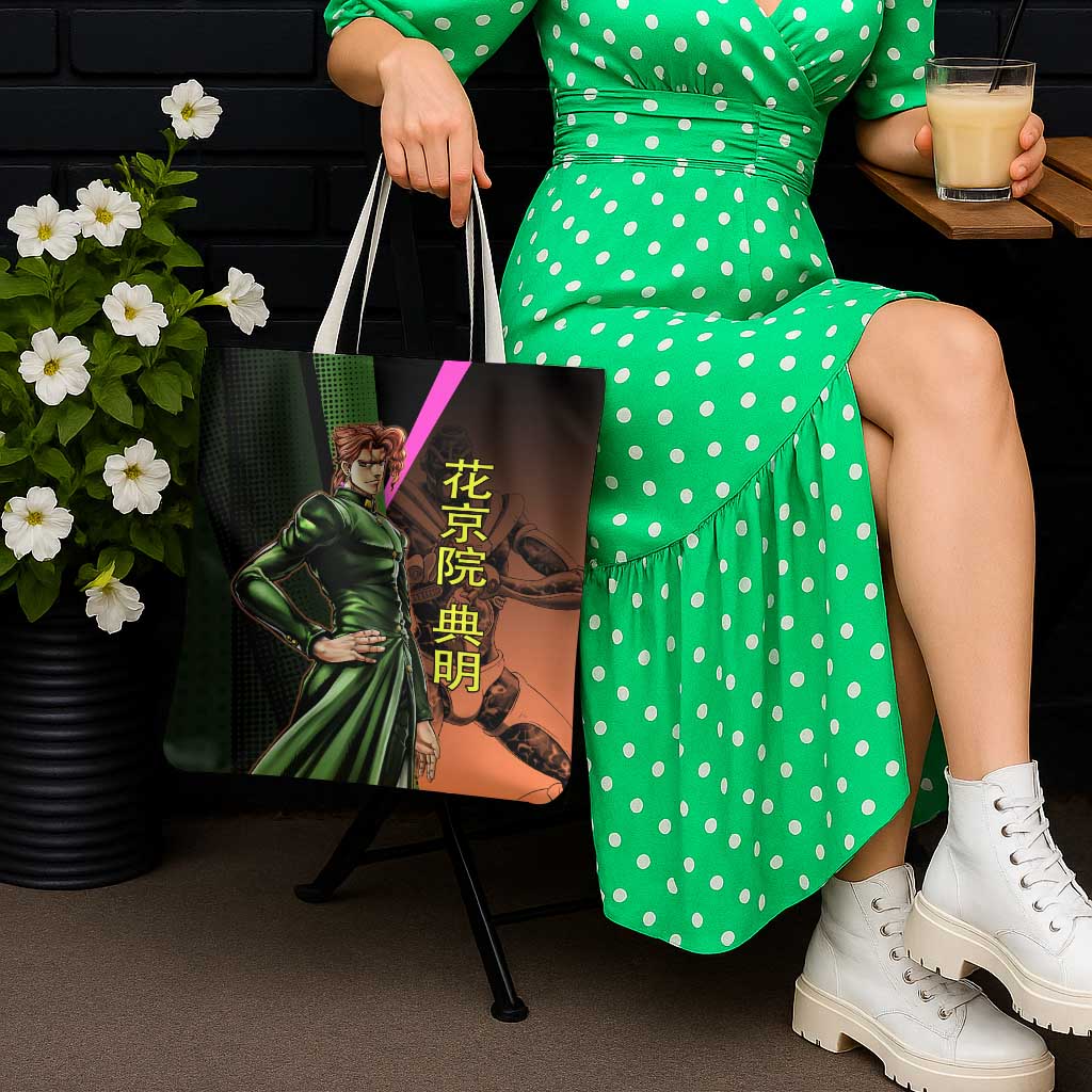 Noriaki Kakyoin JoJo’s Bizarre Adventure Tote Bag with Hierophant Green Stand - The Mazicc