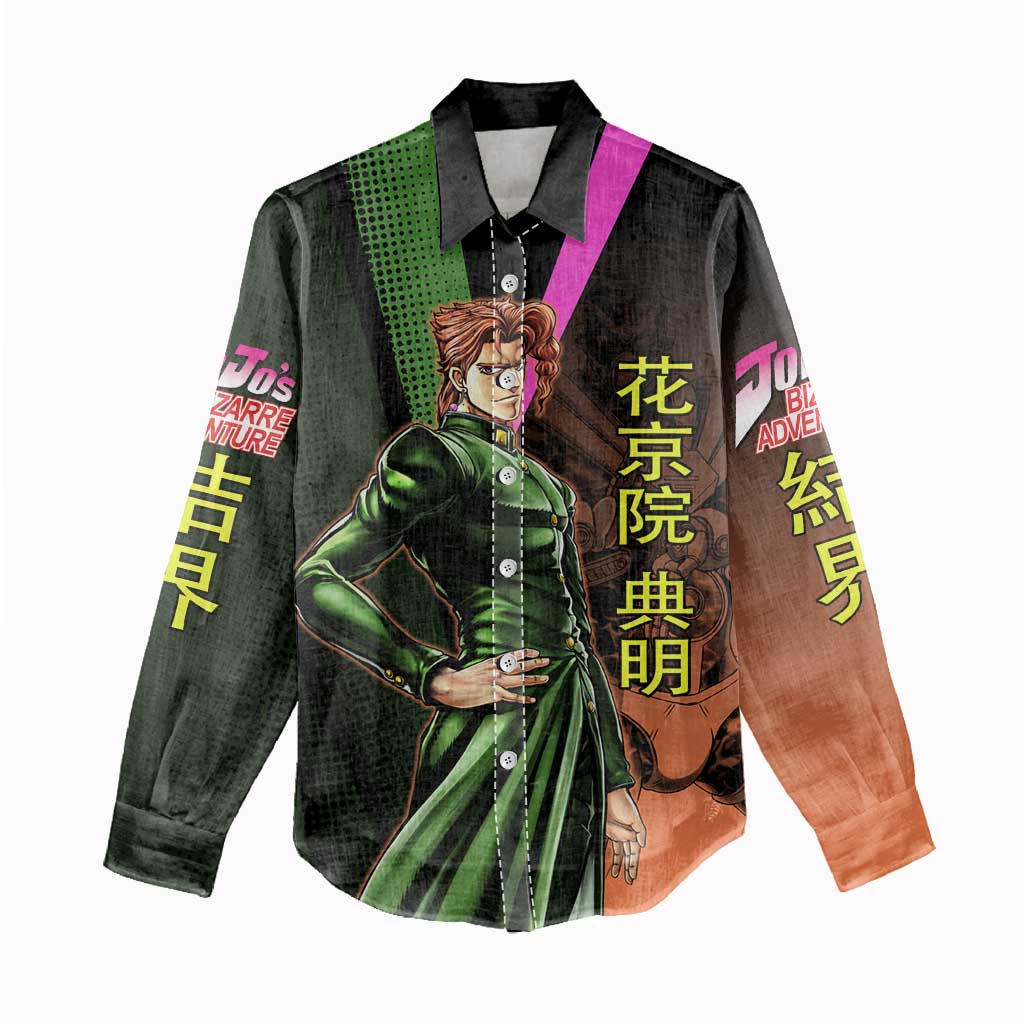 Noriaki Kakyoin JoJo’s Bizarre Adventure Women Casual Shirt with Hierophant Green Stand - The Mazicc