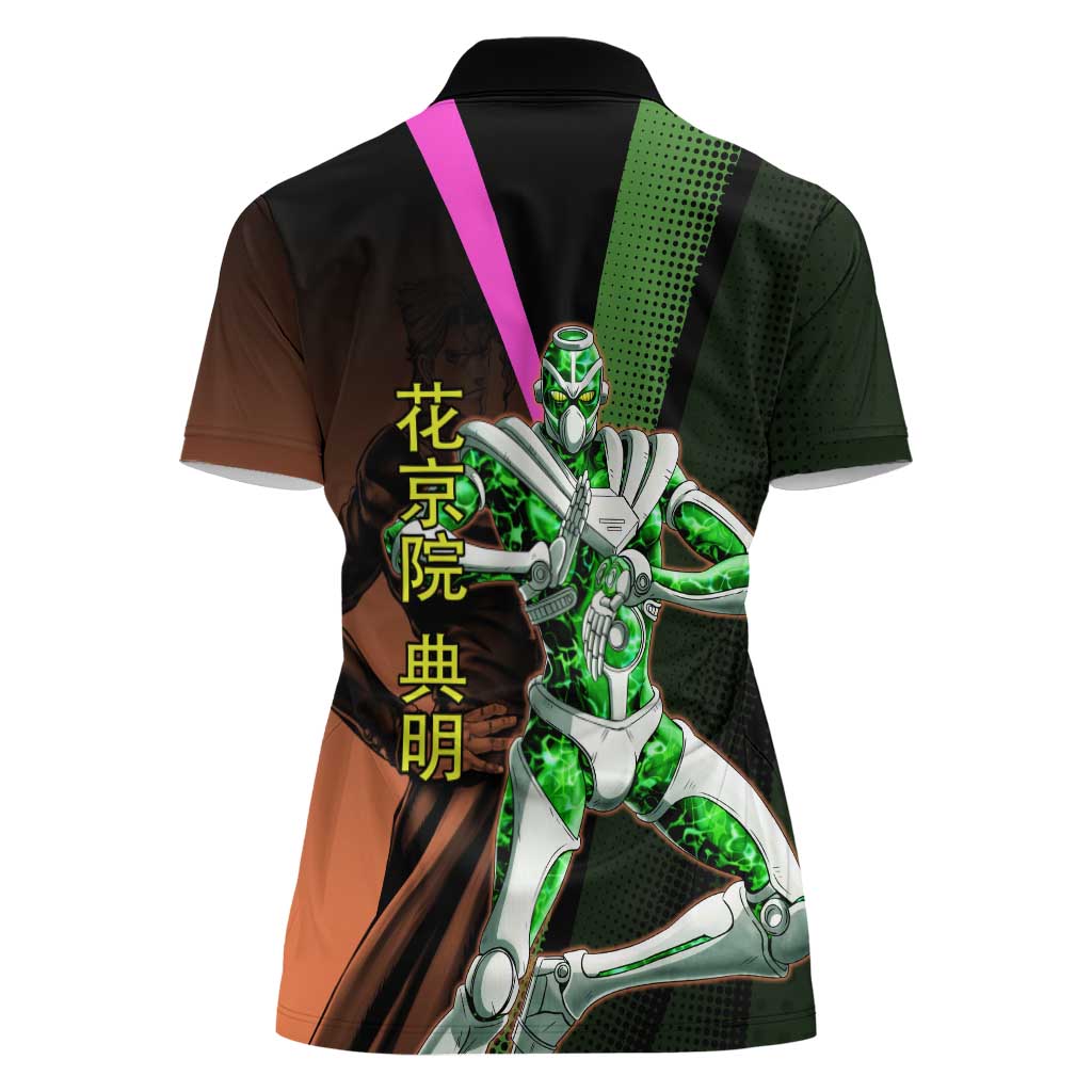 Noriaki Kakyoin JoJo’s Bizarre Adventure Women Polo Shirt with Hierophant Green Stand - The Mazicc