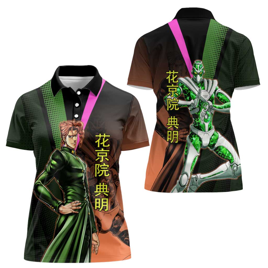 Noriaki Kakyoin JoJo’s Bizarre Adventure Women Polo Shirt with Hierophant Green Stand - The Mazicc