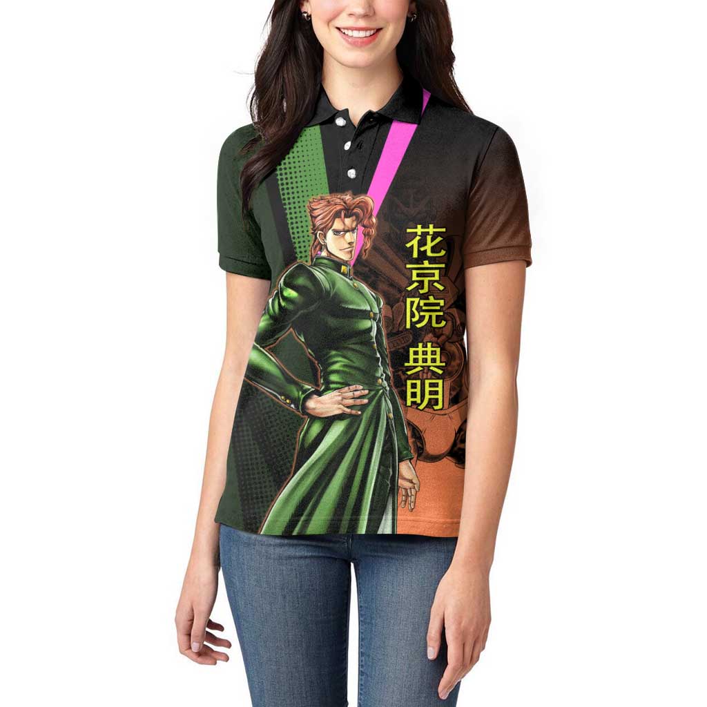 Noriaki Kakyoin JoJo’s Bizarre Adventure Women Polo Shirt with Hierophant Green Stand - The Mazicc