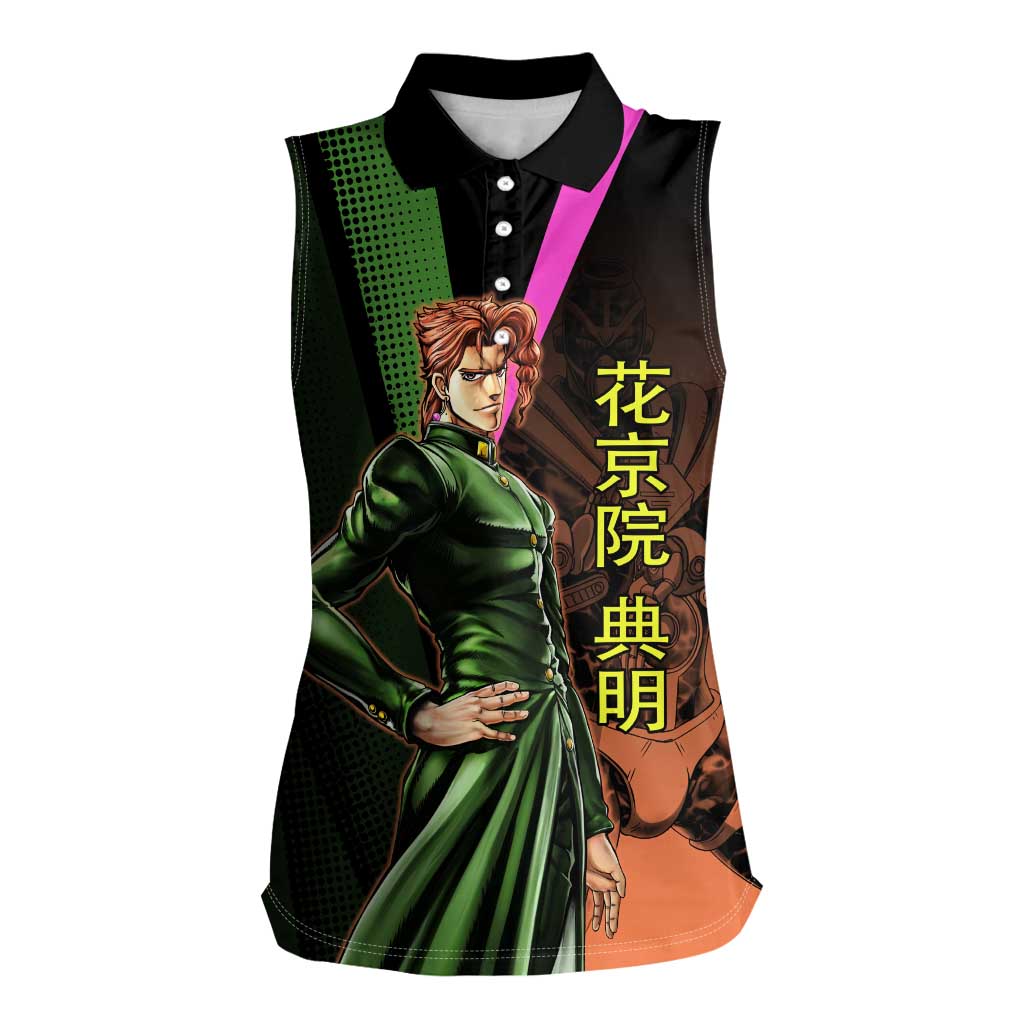 Noriaki Kakyoin JoJo’s Bizarre Adventure Women Sleeveless Polo Shirt with Hierophant Green Stand - The Mazicc