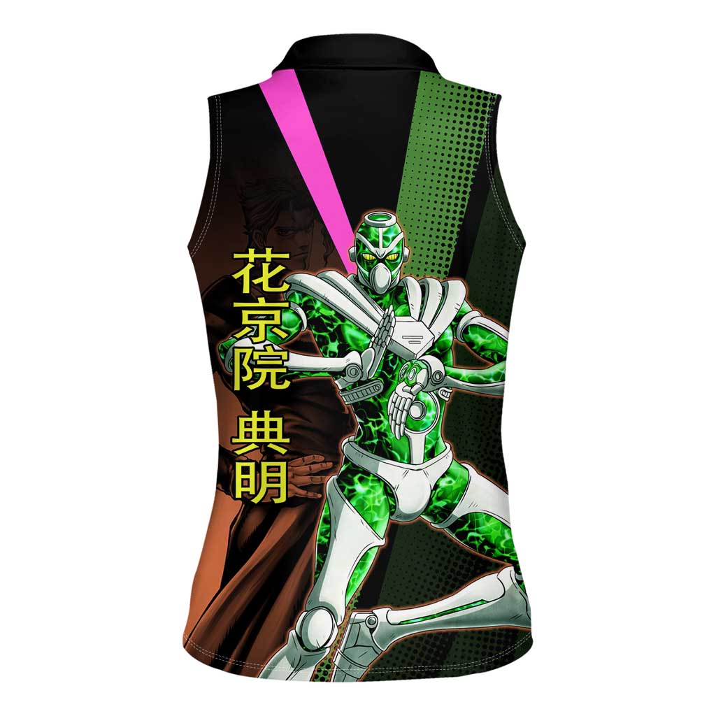 Noriaki Kakyoin JoJo’s Bizarre Adventure Women Sleeveless Polo Shirt with Hierophant Green Stand - The Mazicc