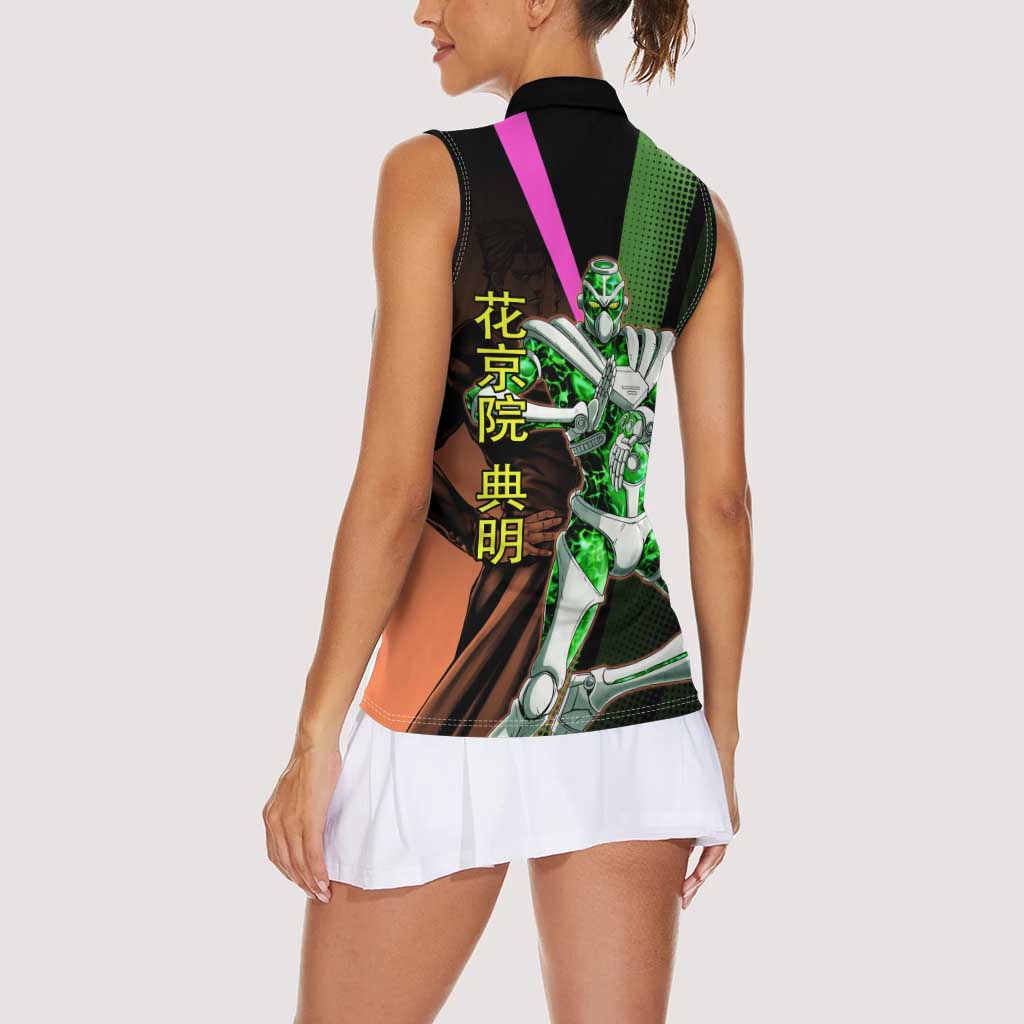 Noriaki Kakyoin JoJo’s Bizarre Adventure Women Sleeveless Polo Shirt with Hierophant Green Stand - The Mazicc