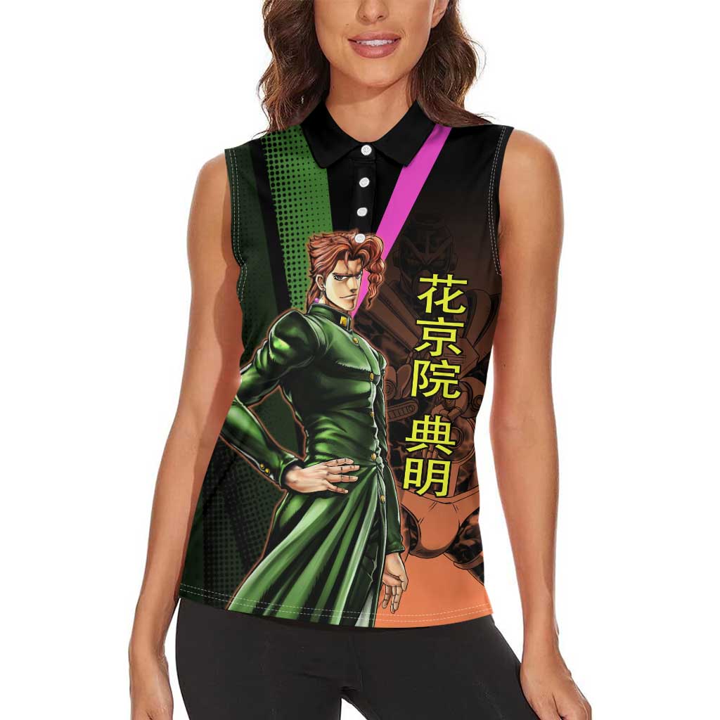 Noriaki Kakyoin JoJo’s Bizarre Adventure Women Sleeveless Polo Shirt with Hierophant Green Stand - The Mazicc