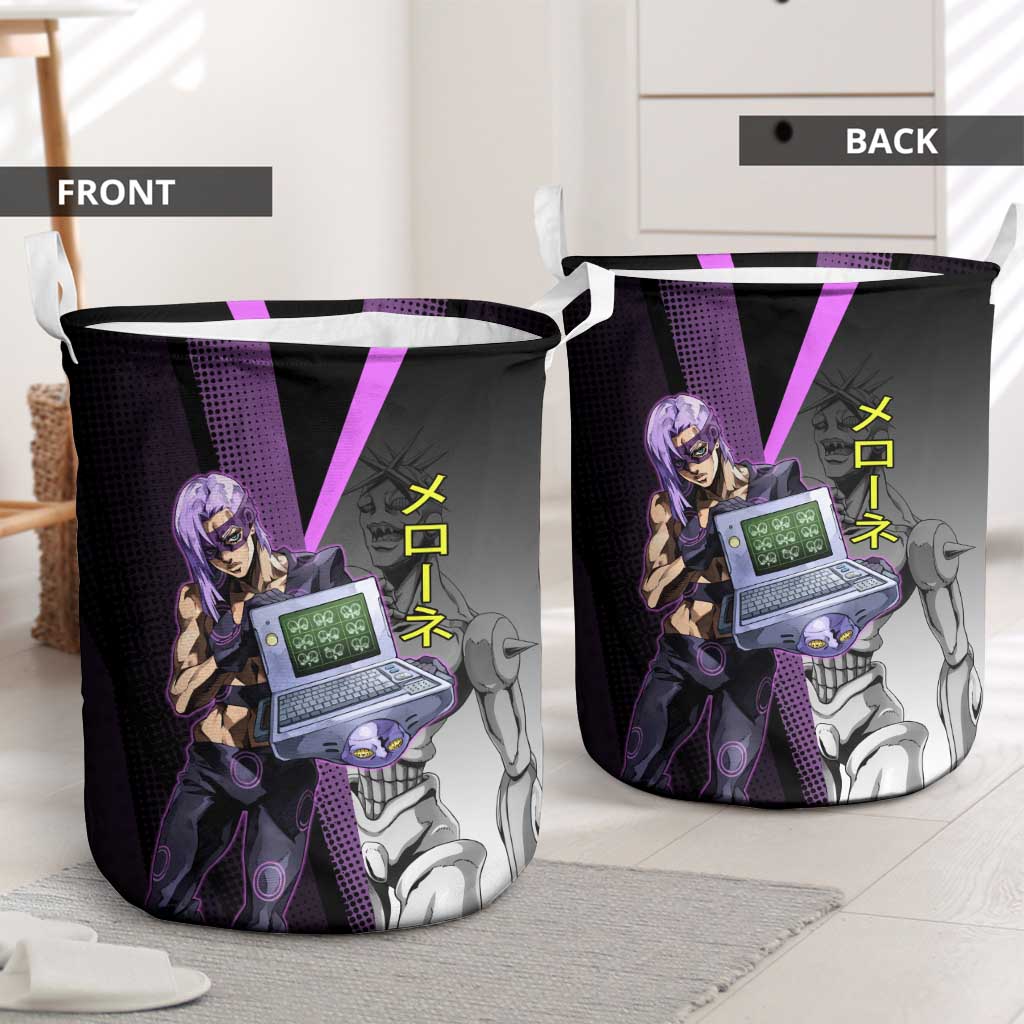Melone JoJo’s Bizarre Adventure Laundry Basket with Laptop-Featured Stand Display - The Mazicc
