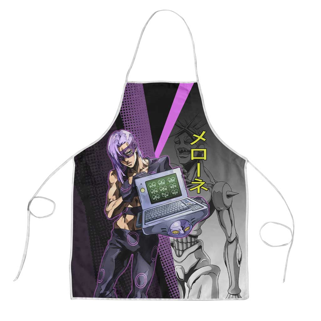 Melone JoJo’s Bizarre Adventure Apron with Laptop-Featured Stand Display - The Mazicc