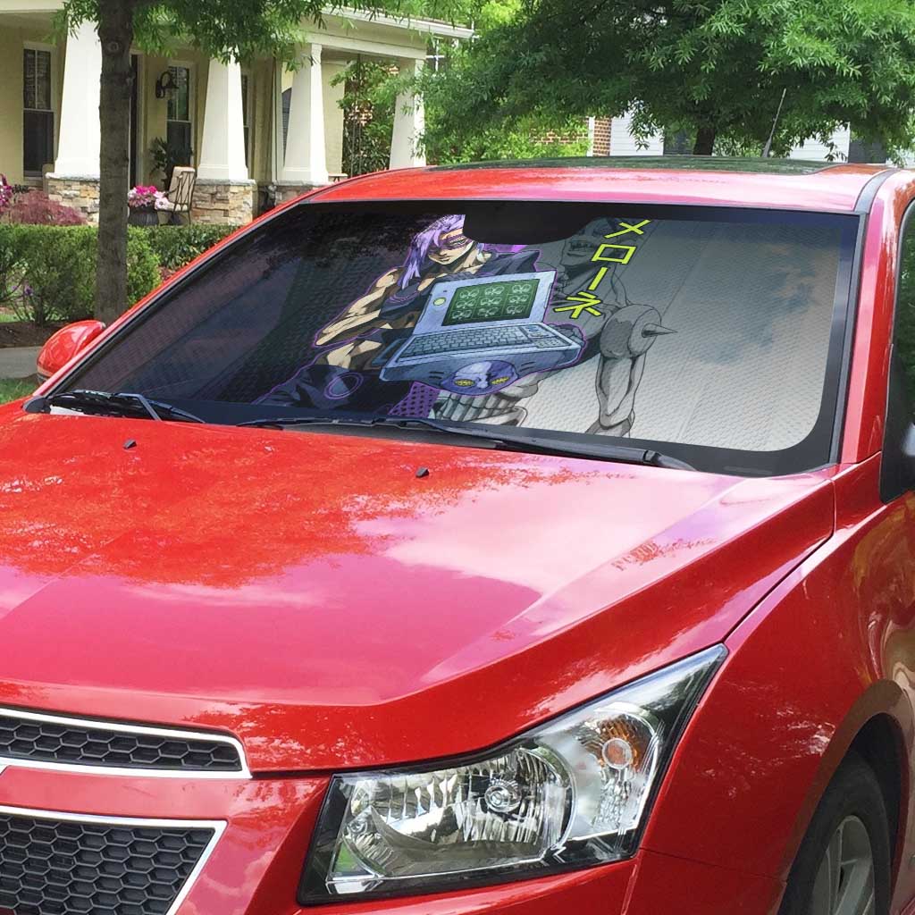Melone JoJo’s Bizarre Adventure Auto Sun Shade with Laptop-Featured Stand Display - The Mazicc