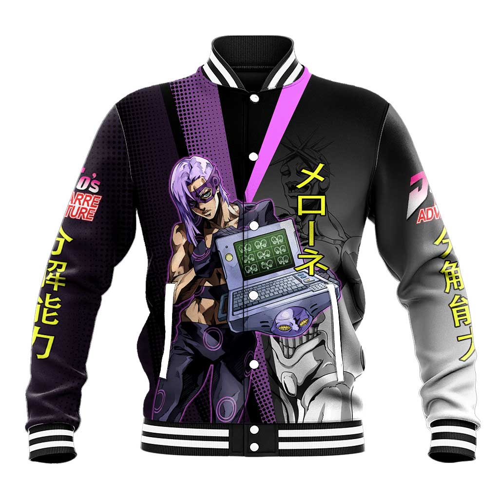 Melone JoJo’s Bizarre Adventure Baseball Jacket with Laptop-Featured Stand Display - The Mazicc