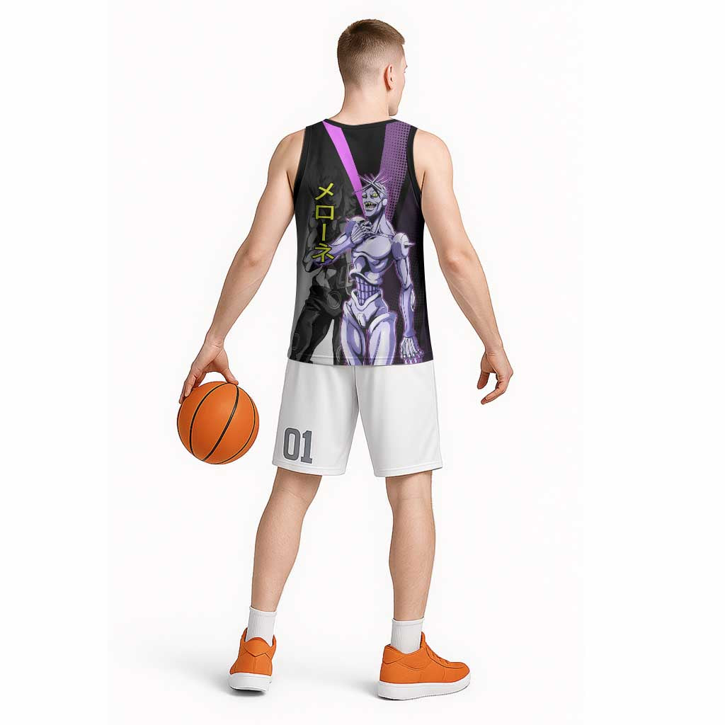 Melone JoJo’s Bizarre Adventure Basketball Jersey with Laptop-Featured Stand Display - The Mazicc