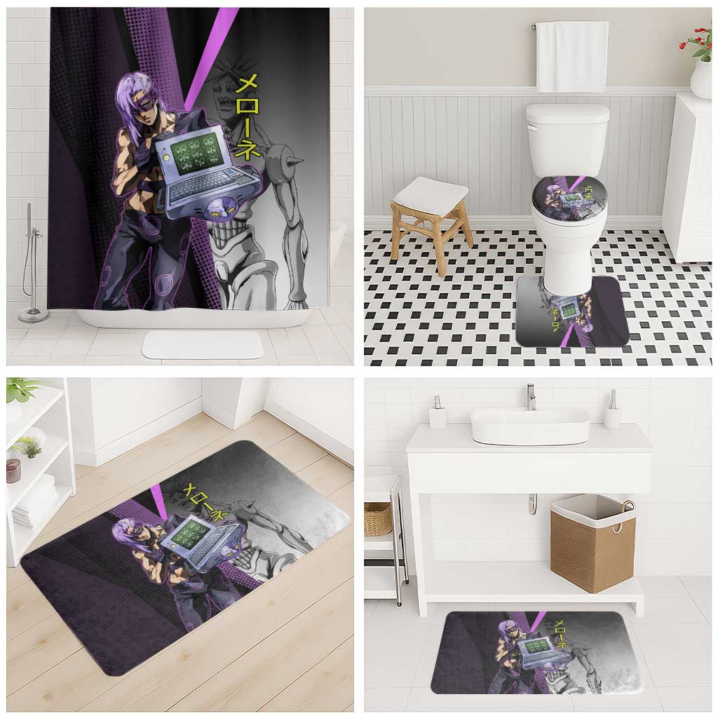 Melone JoJo’s Bizarre Adventure Bathroom Set with Laptop-Featured Stand Display - The Mazicc