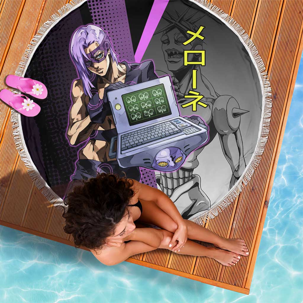 Melone JoJo’s Bizarre Adventure Beach Blanket with Laptop-Featured Stand Display - The Mazicc