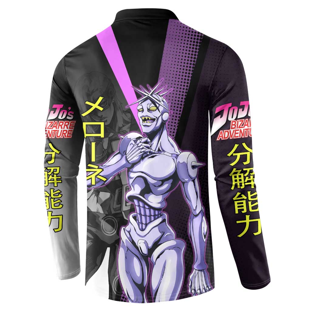 Melone JoJo’s Bizarre Adventure Button Sweatshirt with Laptop-Featured Stand Display - The Mazicc