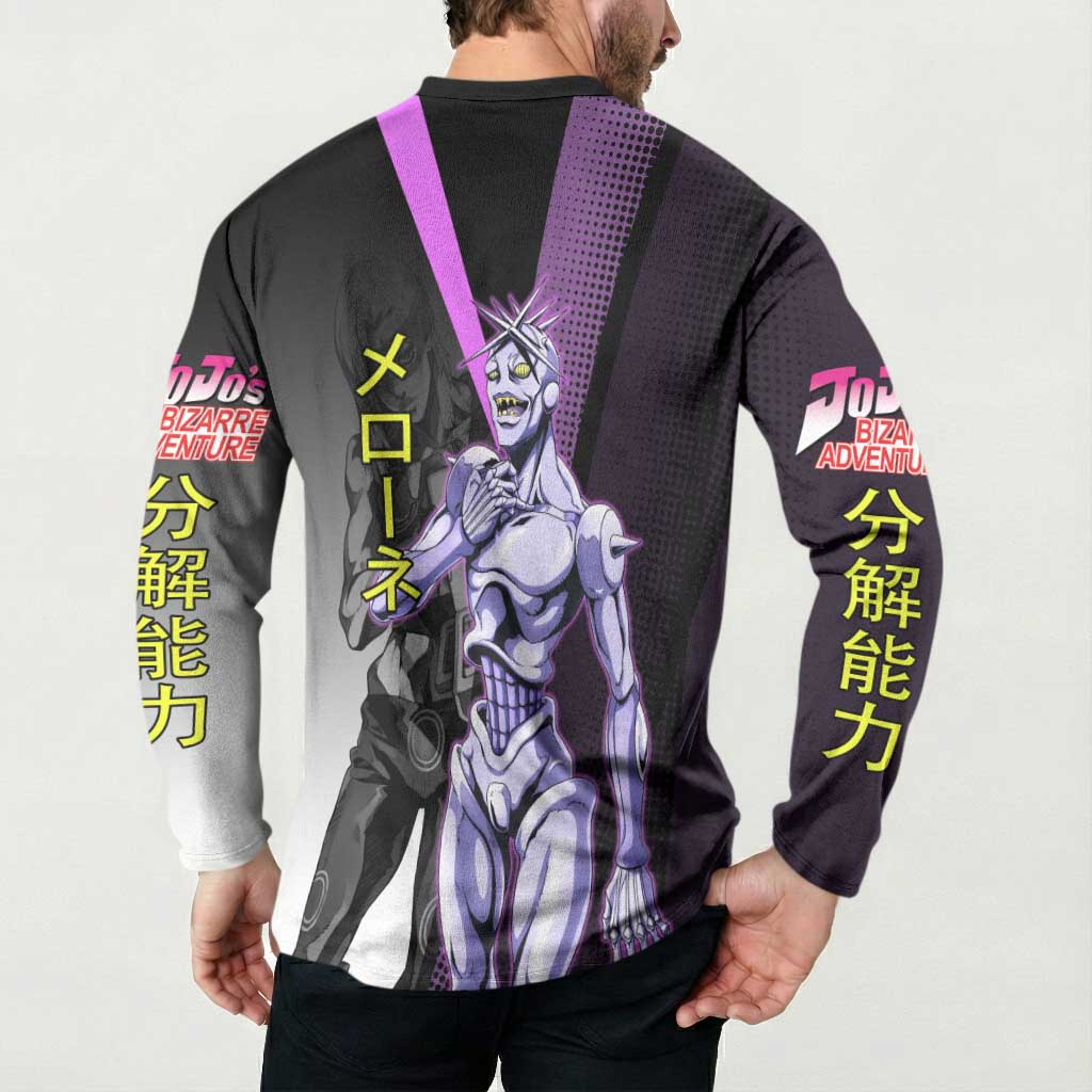 Melone JoJo’s Bizarre Adventure Button Sweatshirt with Laptop-Featured Stand Display - The Mazicc