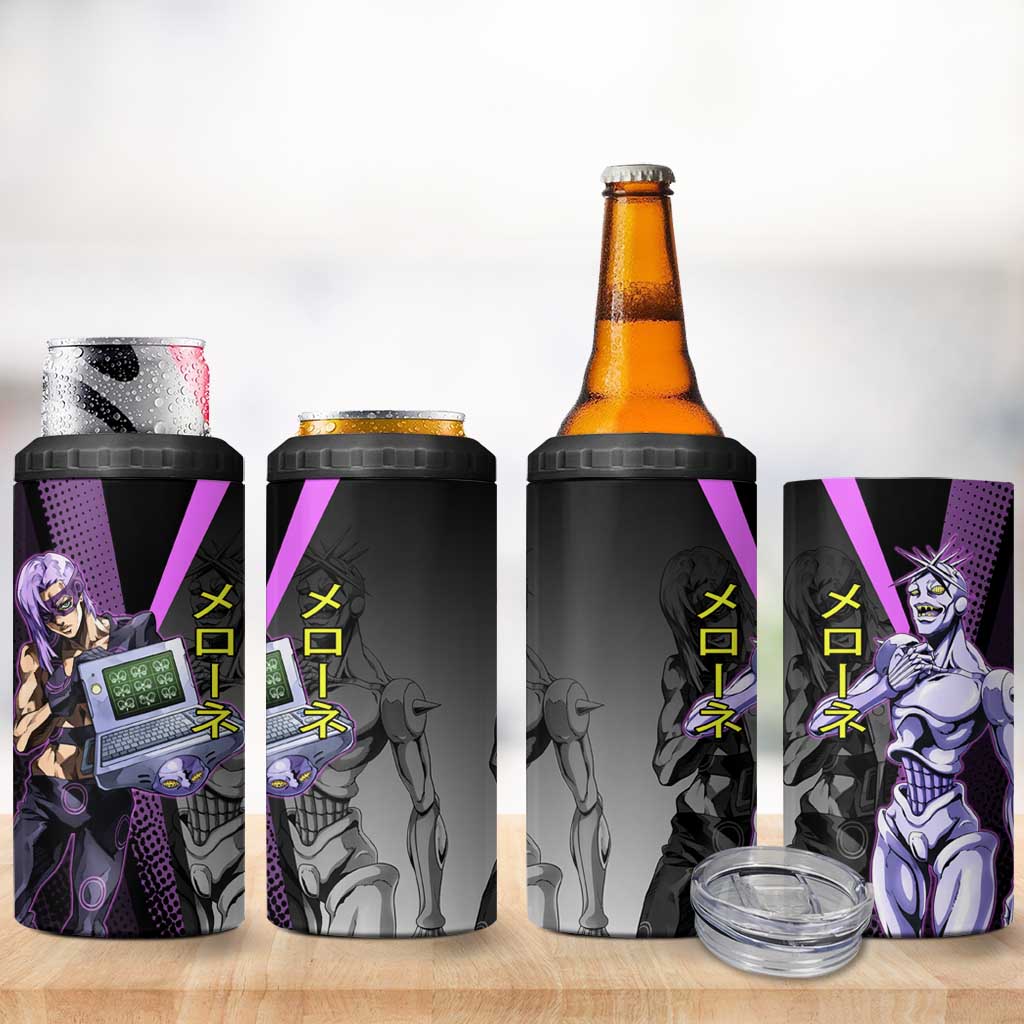 Melone JoJo’s Bizarre Adventure 4 in 1 Can Cooler Tumbler with Laptop-Featured Stand Display - The Mazicc