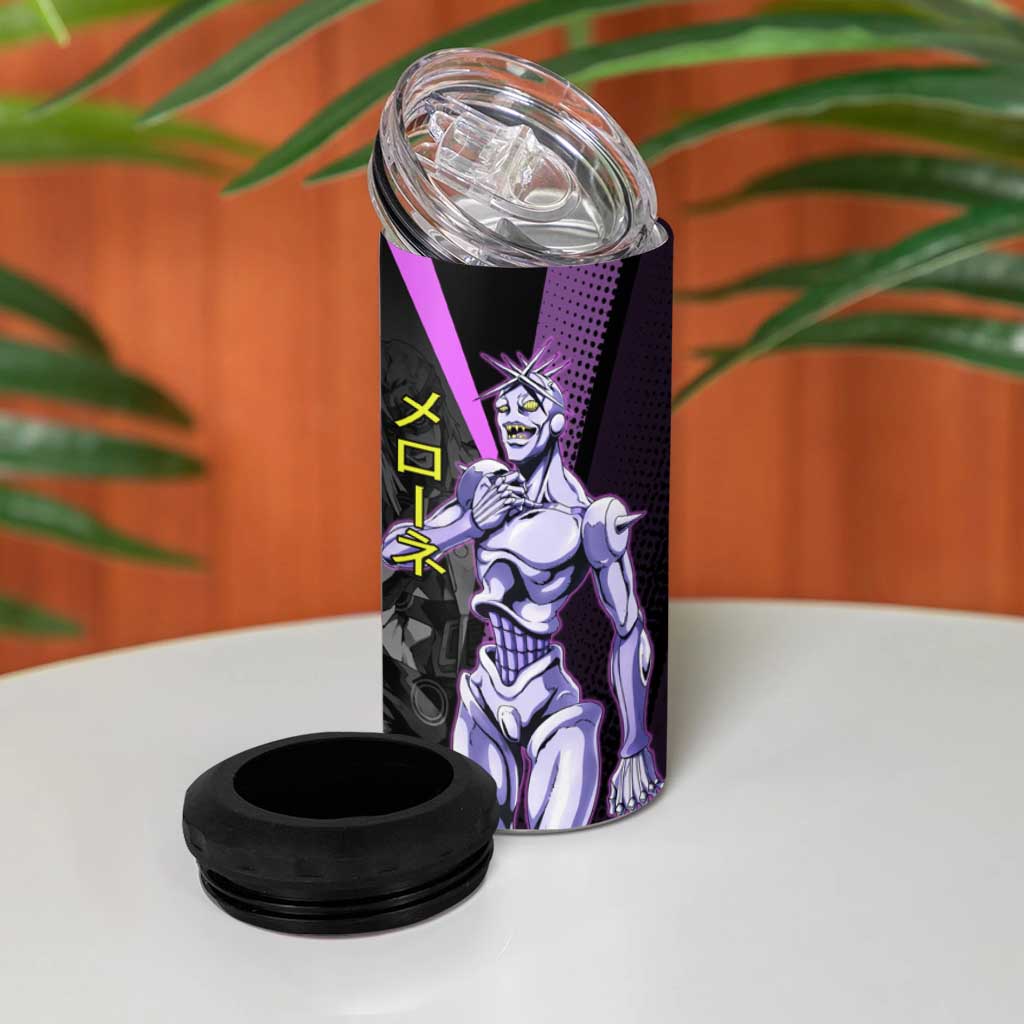Melone JoJo’s Bizarre Adventure 4 in 1 Can Cooler Tumbler with Laptop-Featured Stand Display - The Mazicc