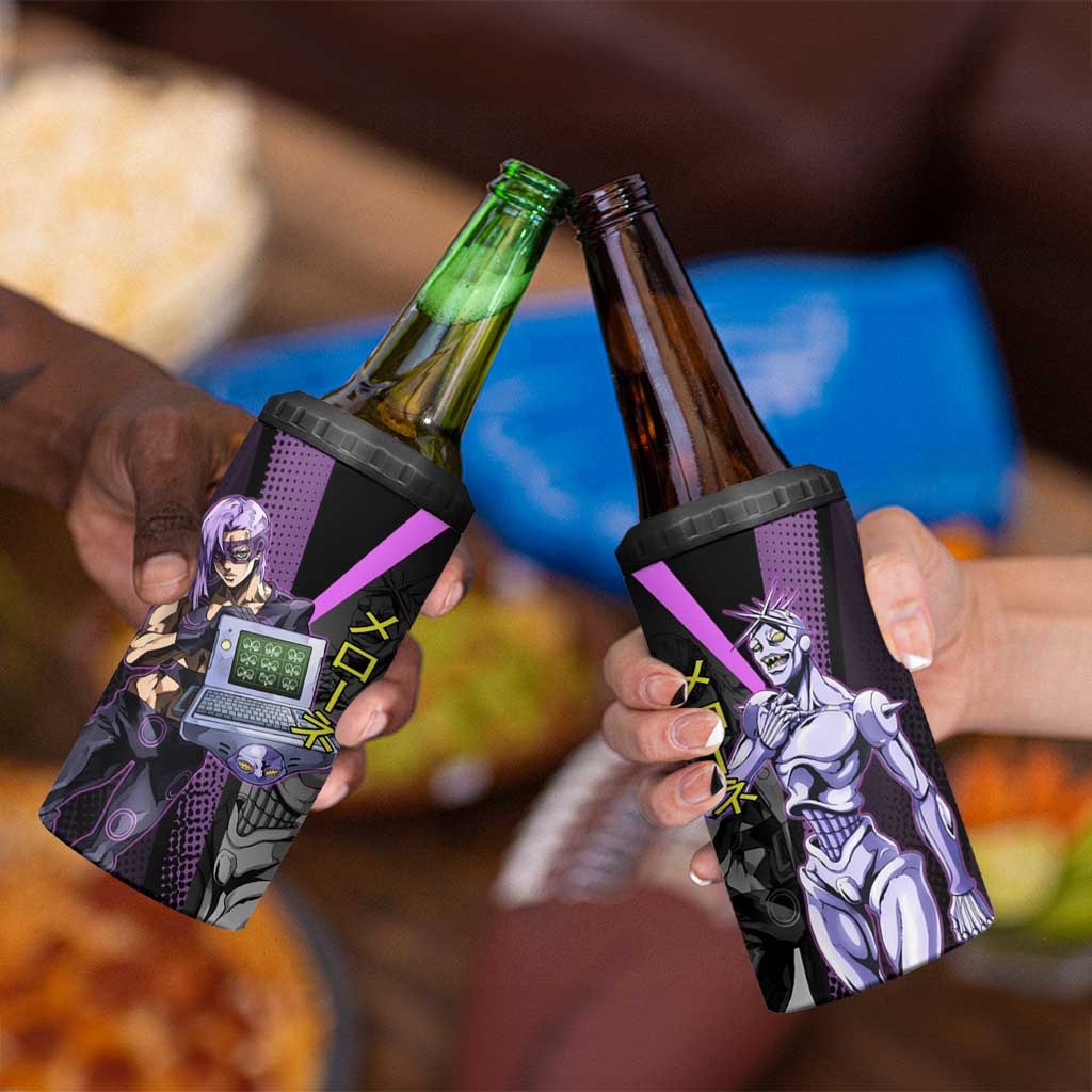 Melone JoJo’s Bizarre Adventure 4 in 1 Can Cooler Tumbler with Laptop-Featured Stand Display - The Mazicc