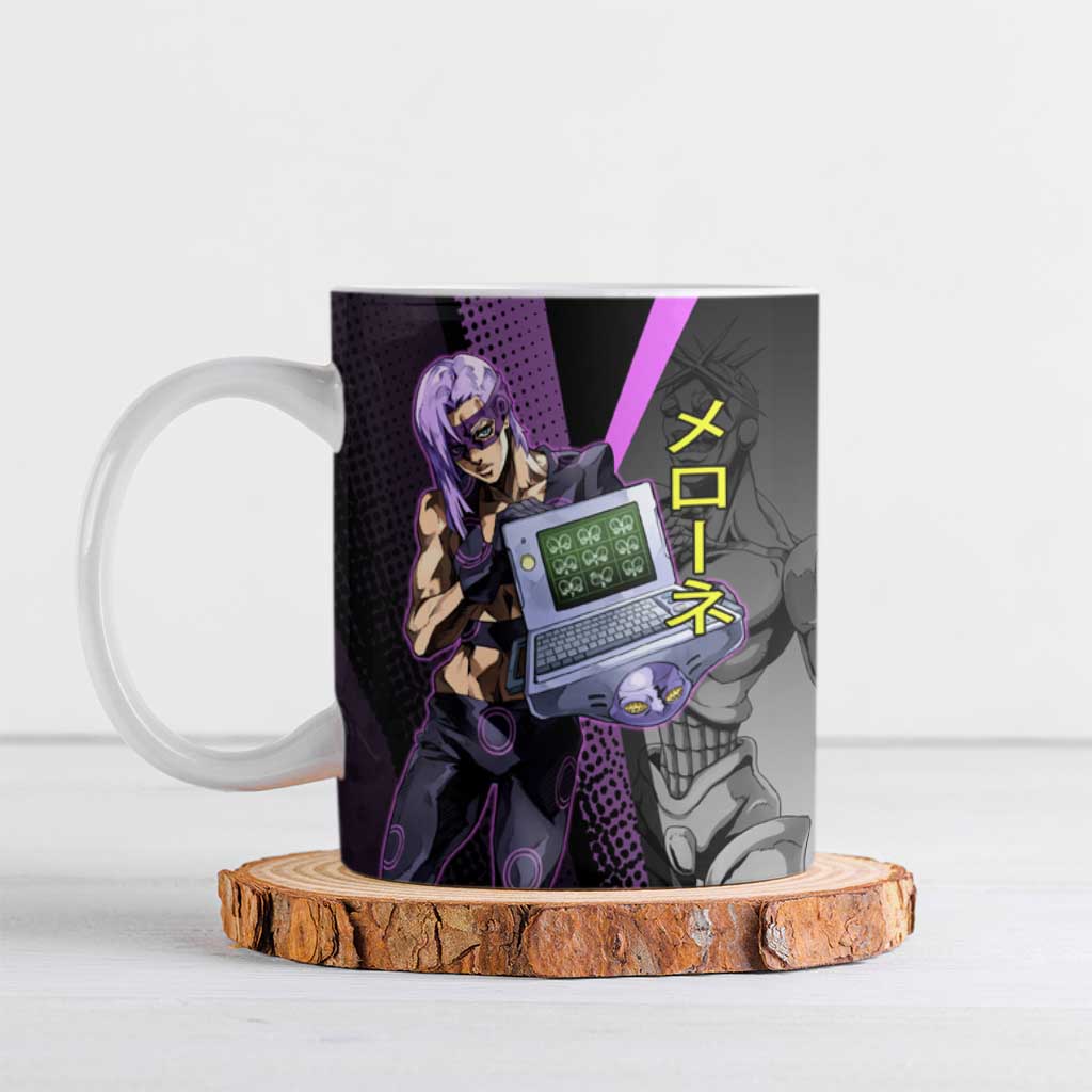 Melone JoJo’s Bizarre Adventure Ceramic Mug with Laptop-Featured Stand Display - The Mazicc