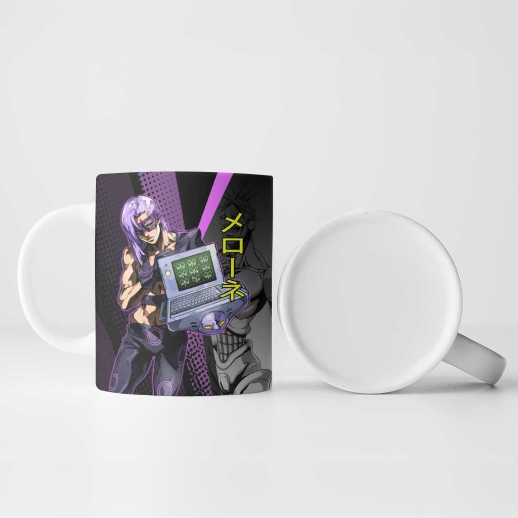 Melone JoJo’s Bizarre Adventure Ceramic Mug with Laptop-Featured Stand Display - The Mazicc