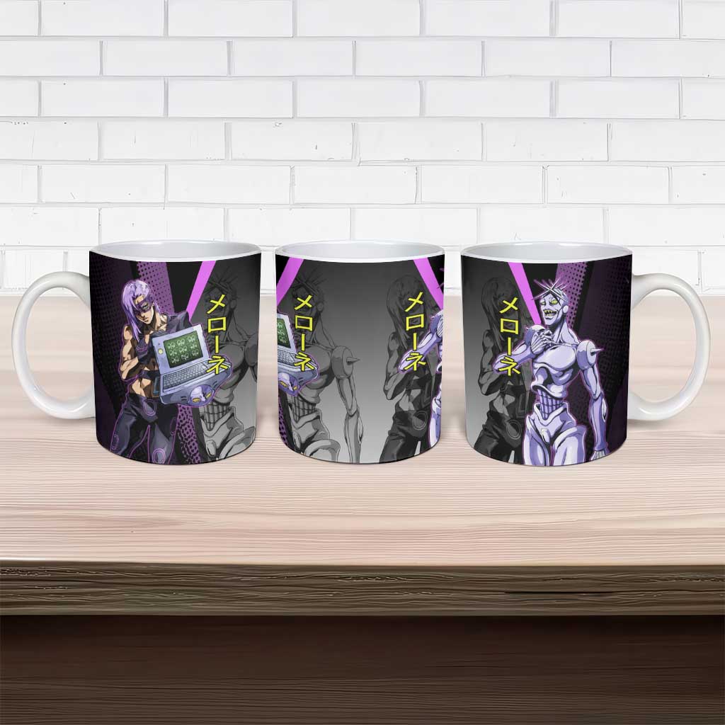 Melone JoJo’s Bizarre Adventure Ceramic Mug with Laptop-Featured Stand Display - The Mazicc