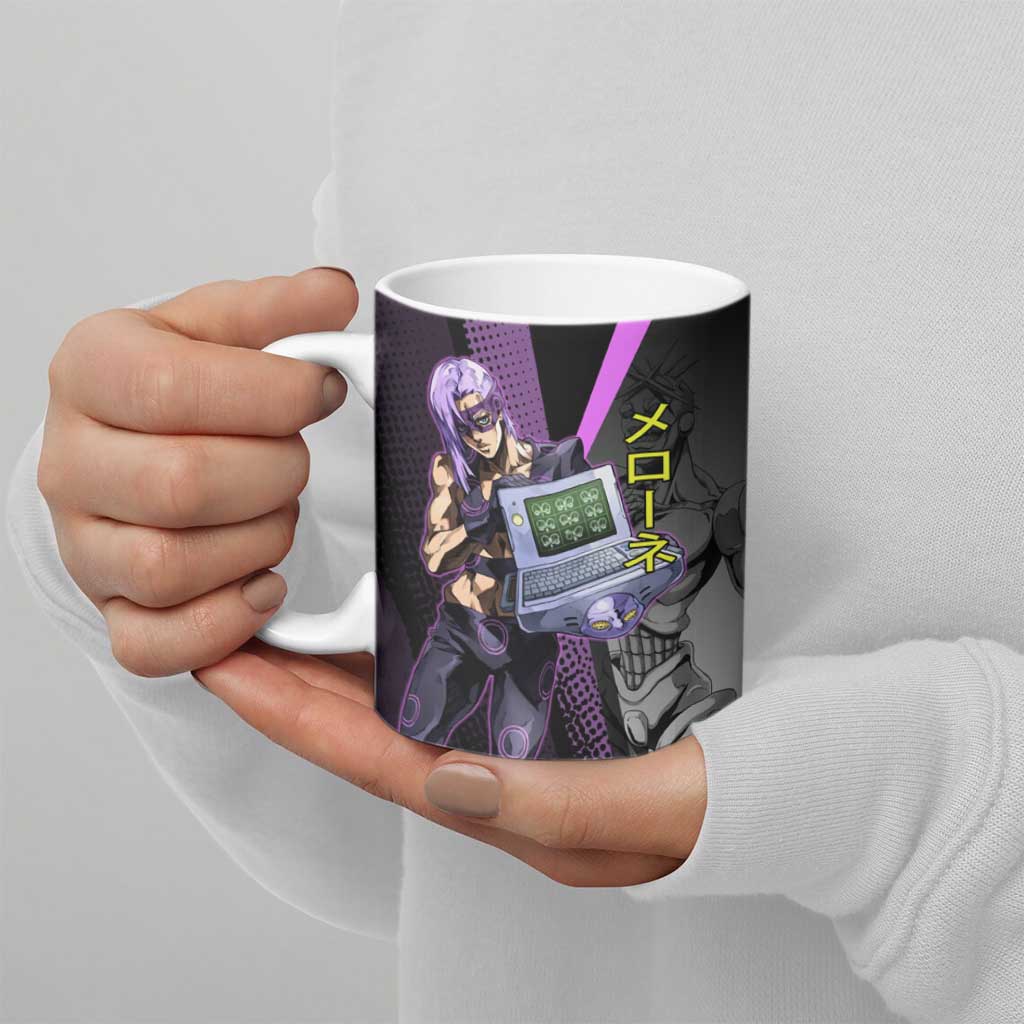 Melone JoJo’s Bizarre Adventure Ceramic Mug with Laptop-Featured Stand Display - The Mazicc
