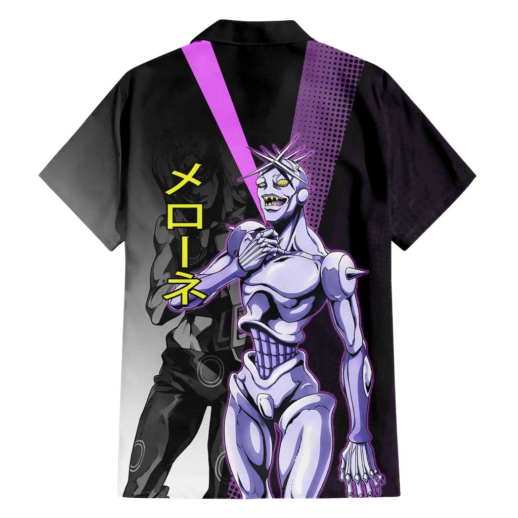 Melone JoJo’s Bizarre Adventure Family Matching Off Shoulder Short Dress and Hawaiian Shirt with Laptop-Featured Stand Display