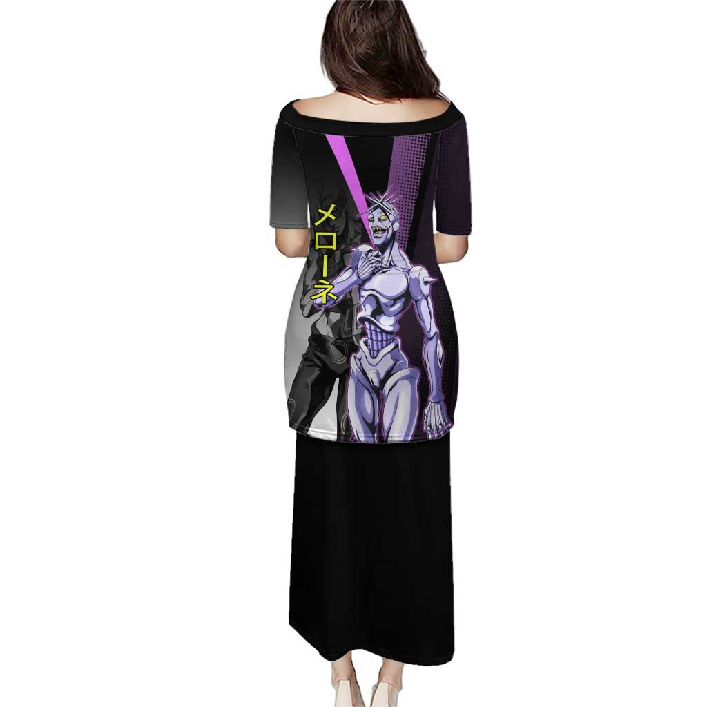 Melone JoJo’s Bizarre Adventure Family Matching Puletasi and Hawaiian Shirt with Laptop-Featured Stand Display