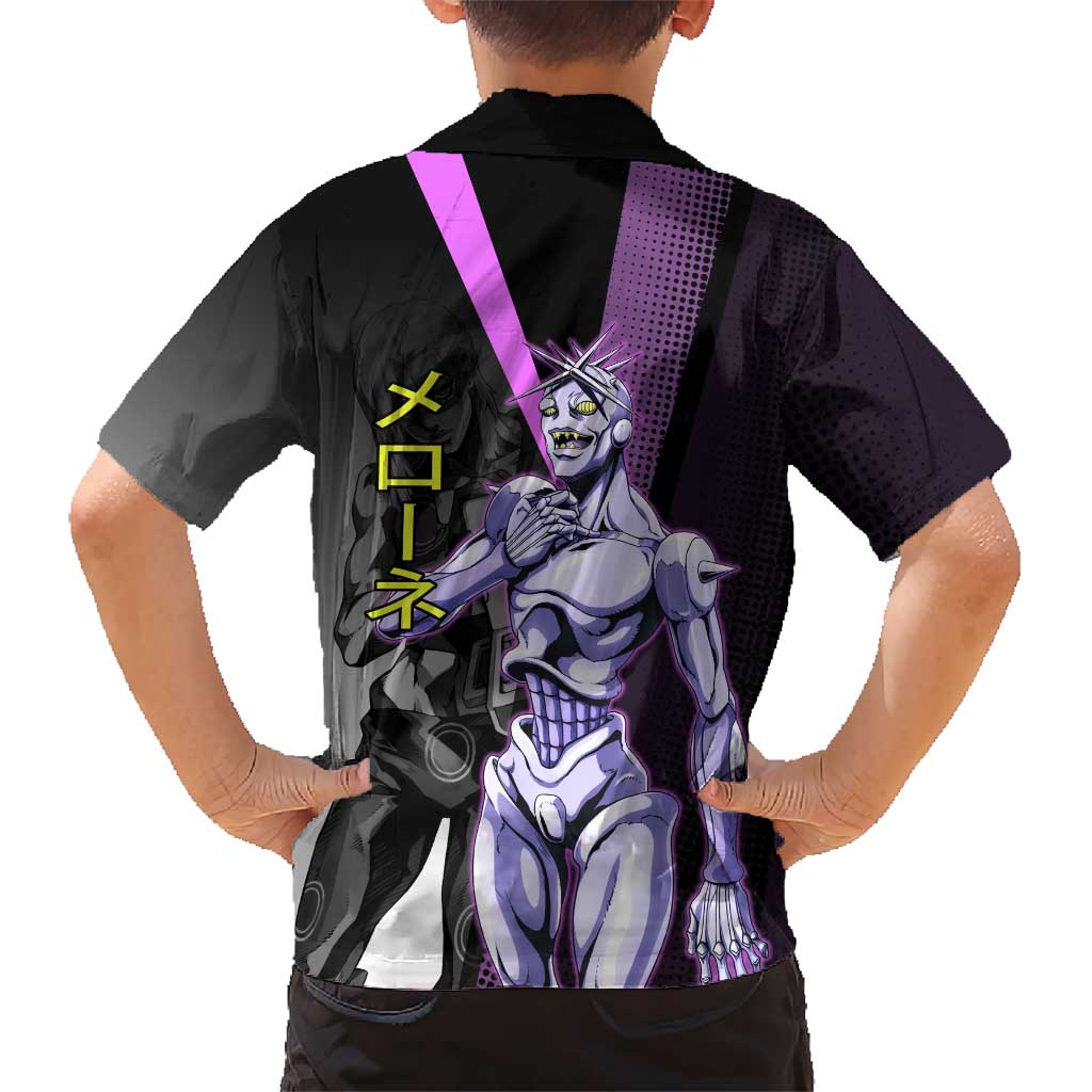 Melone JoJo’s Bizarre Adventure Family Matching Tank Maxi Dress and Hawaiian Shirt with Laptop-Featured Stand Display