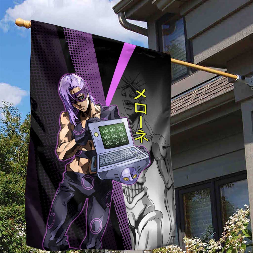 Melone JoJo’s Bizarre Adventure Garden Flag with Laptop-Featured Stand Display - The Mazicc