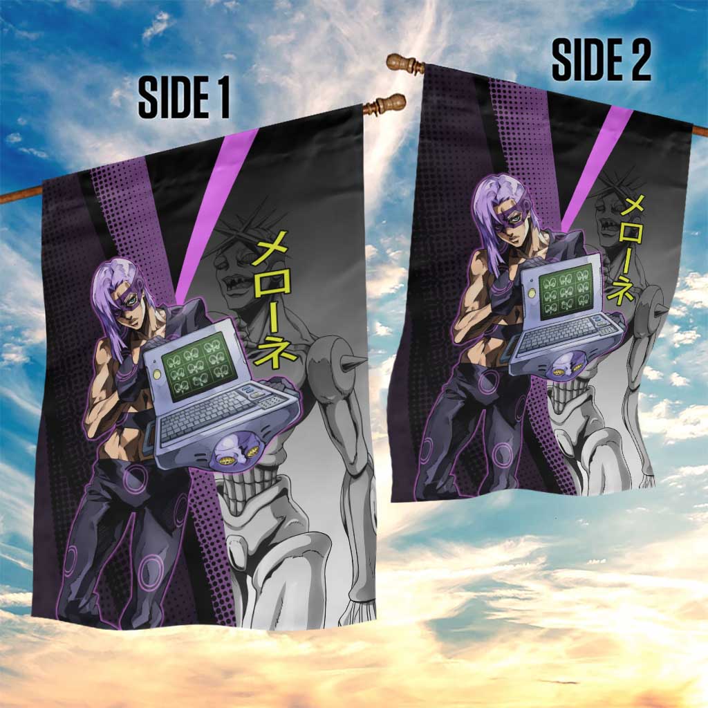 Melone JoJo’s Bizarre Adventure Garden Flag with Laptop-Featured Stand Display - The Mazicc