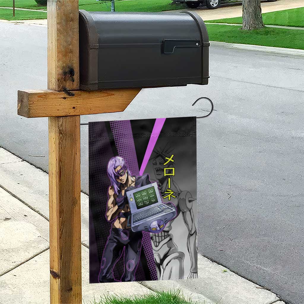 Melone JoJo’s Bizarre Adventure Garden Flag with Laptop-Featured Stand Display - The Mazicc