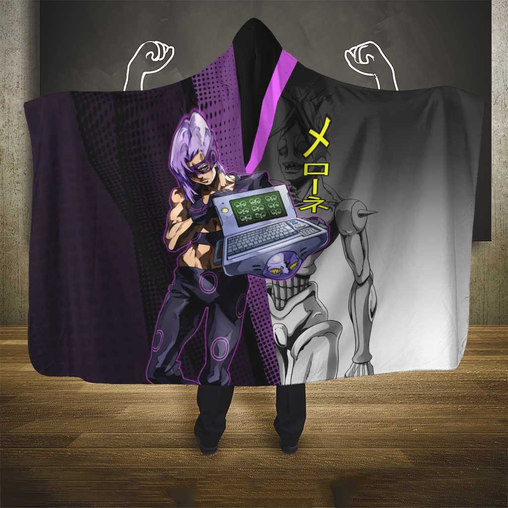 Melone JoJo’s Bizarre Adventure Hooded Blanket with Laptop-Featured Stand Display - The Mazicc