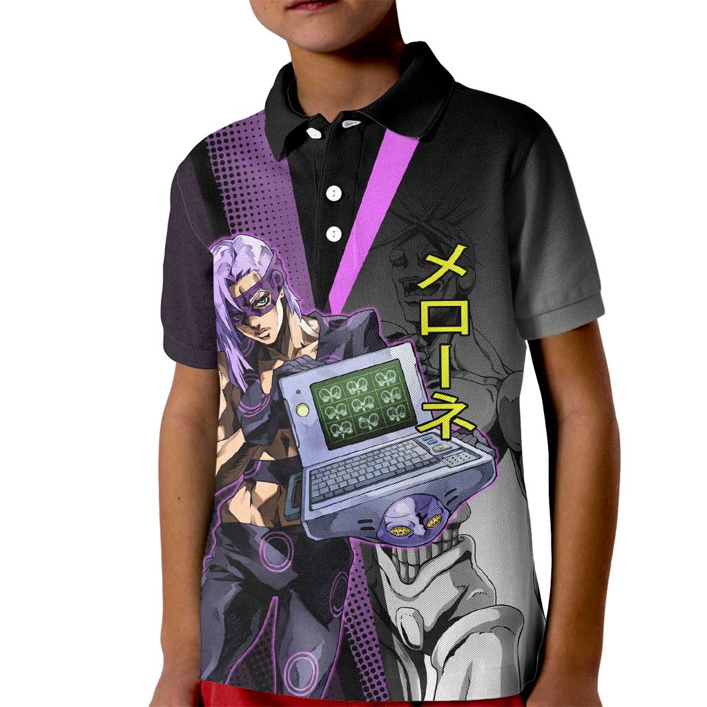Melone JoJo’s Bizarre Adventure Kid Polo Shirt with Laptop-Featured Stand Display - The Mazicc