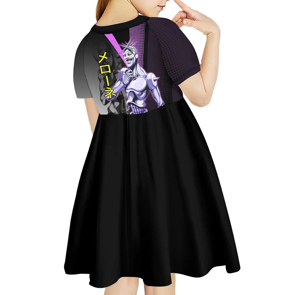 Melone JoJo’s Bizarre Adventure Kid Short Sleeve Dress with Laptop-Featured Stand Display - The Mazicc