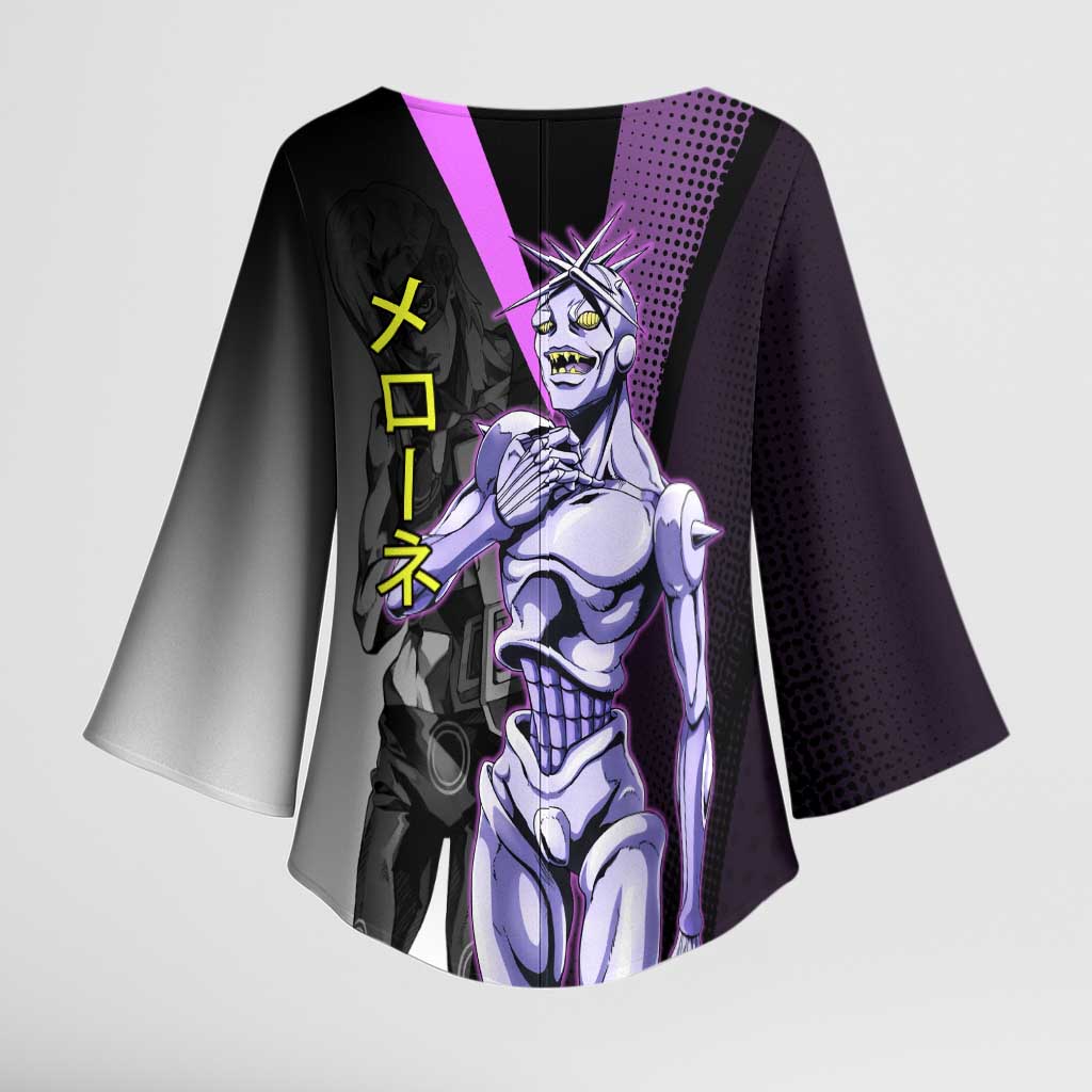 Melone JoJo’s Bizarre Adventure Kimono Sleeve Blouse with Laptop-Featured Stand Display - The Mazicc