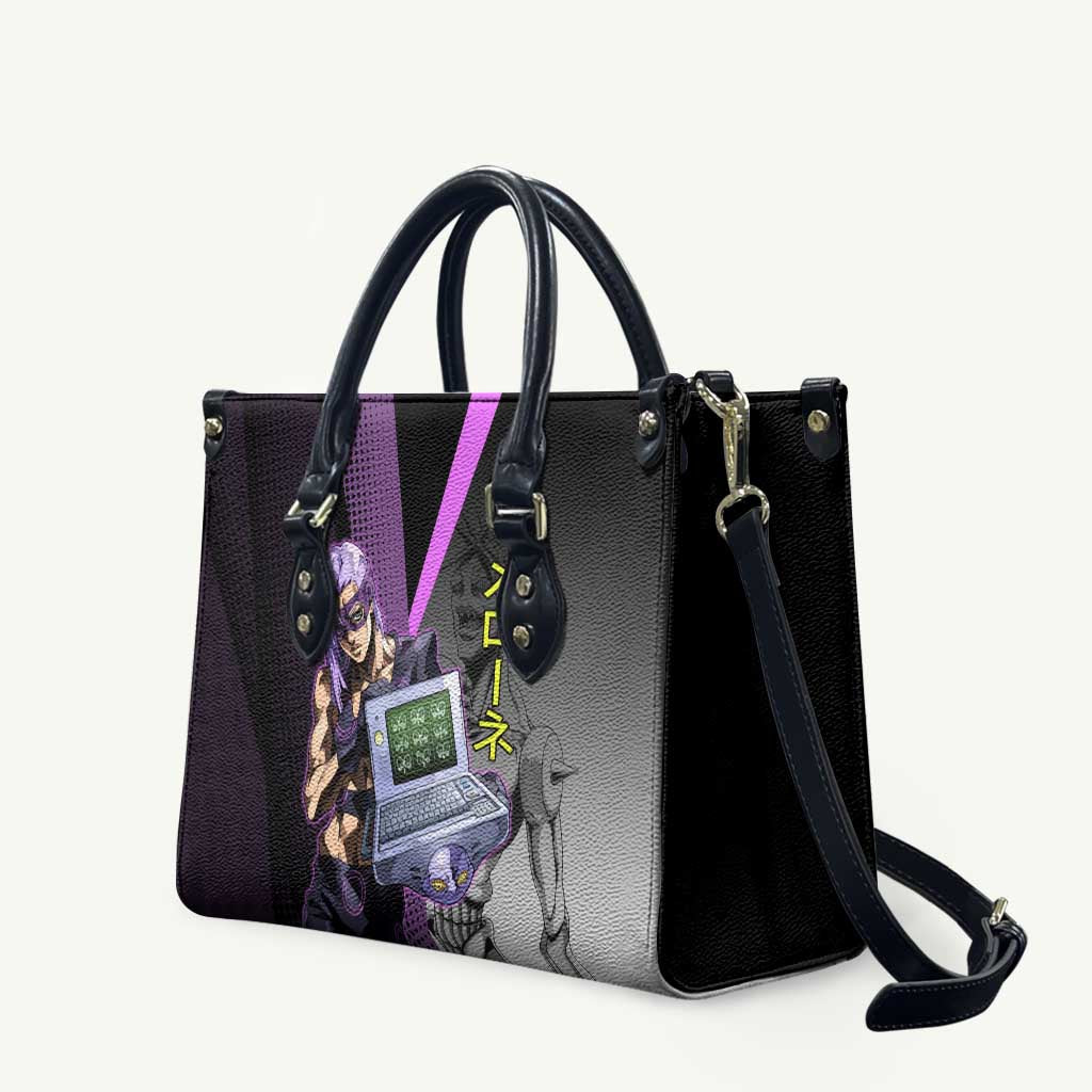 Melone JoJo’s Bizarre Adventure Leather Bag with Laptop-Featured Stand Display - The Mazicc
