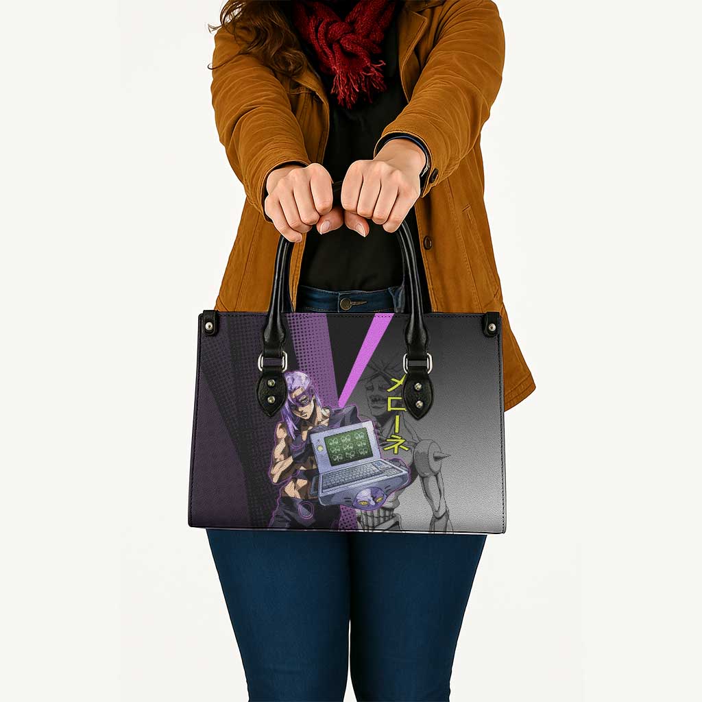 Melone JoJo’s Bizarre Adventure Leather Bag with Laptop-Featured Stand Display - The Mazicc