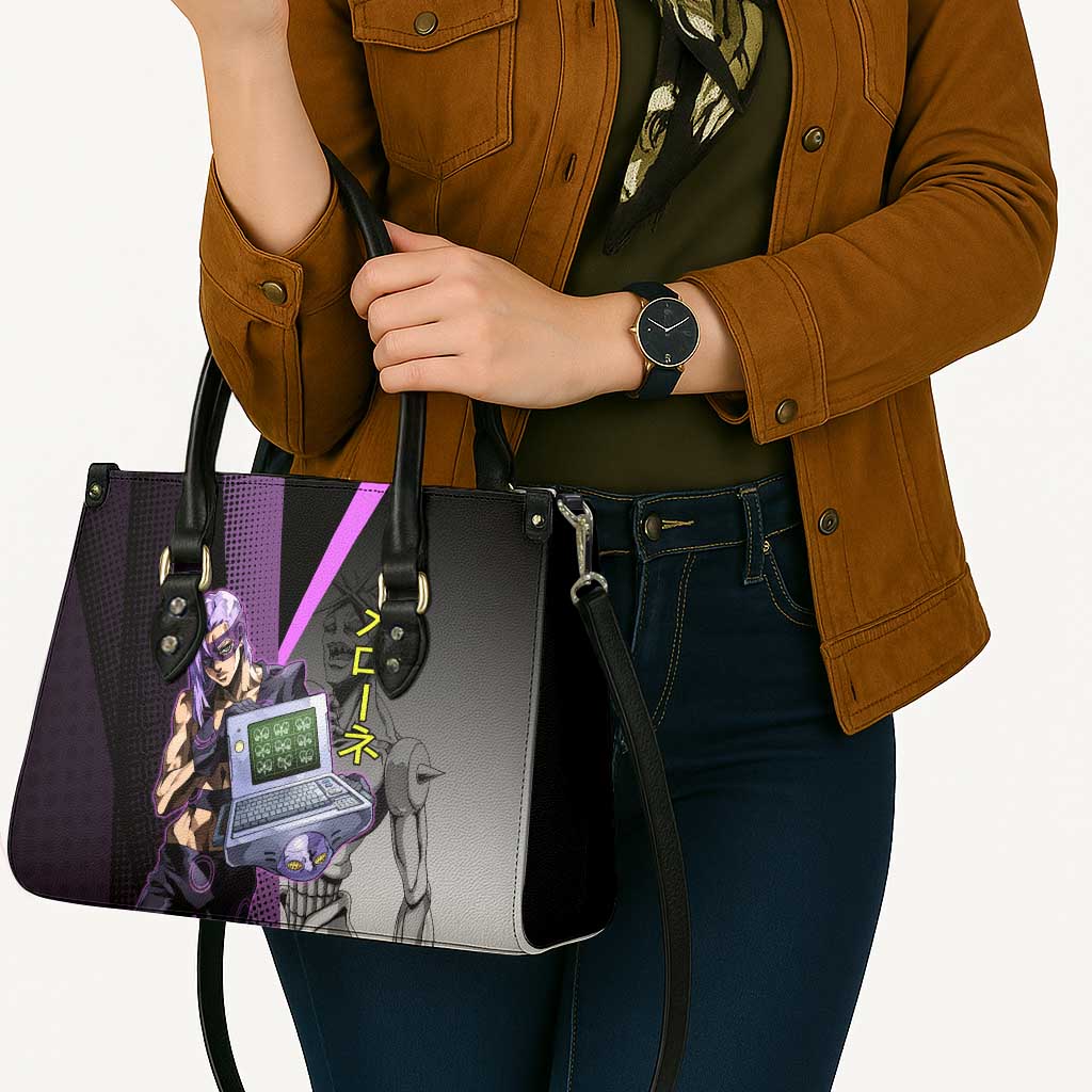 Melone JoJo’s Bizarre Adventure Leather Bag with Laptop-Featured Stand Display - The Mazicc