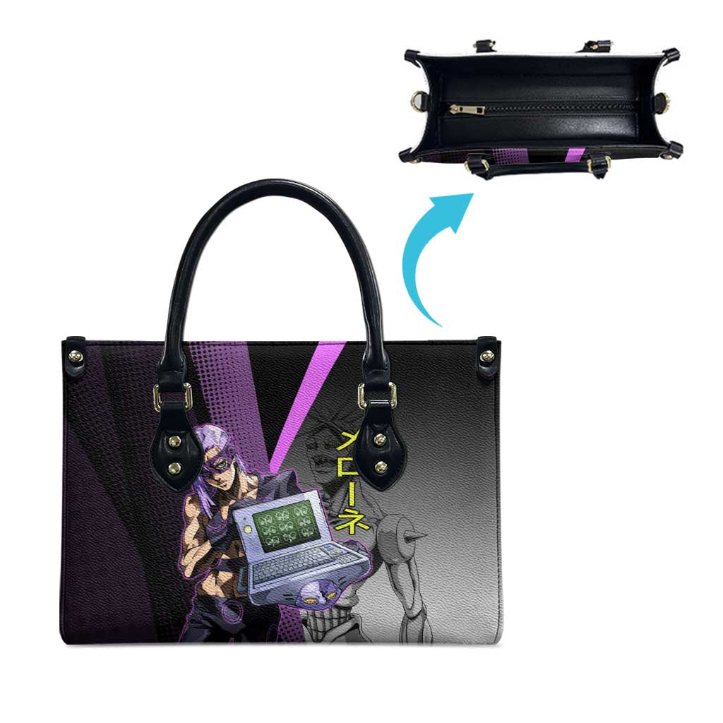 Melone JoJo’s Bizarre Adventure Leather Bag with Laptop-Featured Stand Display - The Mazicc