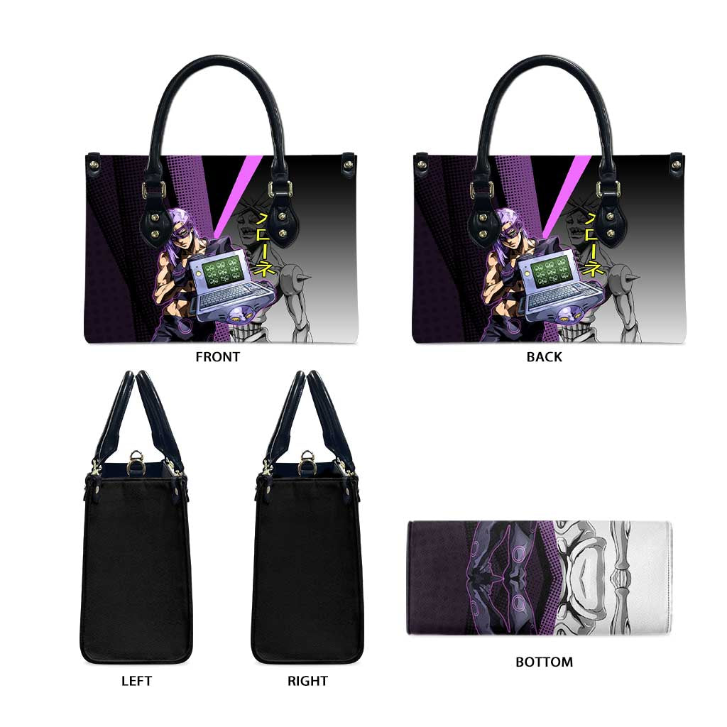 Melone JoJo’s Bizarre Adventure Leather Bag with Laptop-Featured Stand Display - The Mazicc