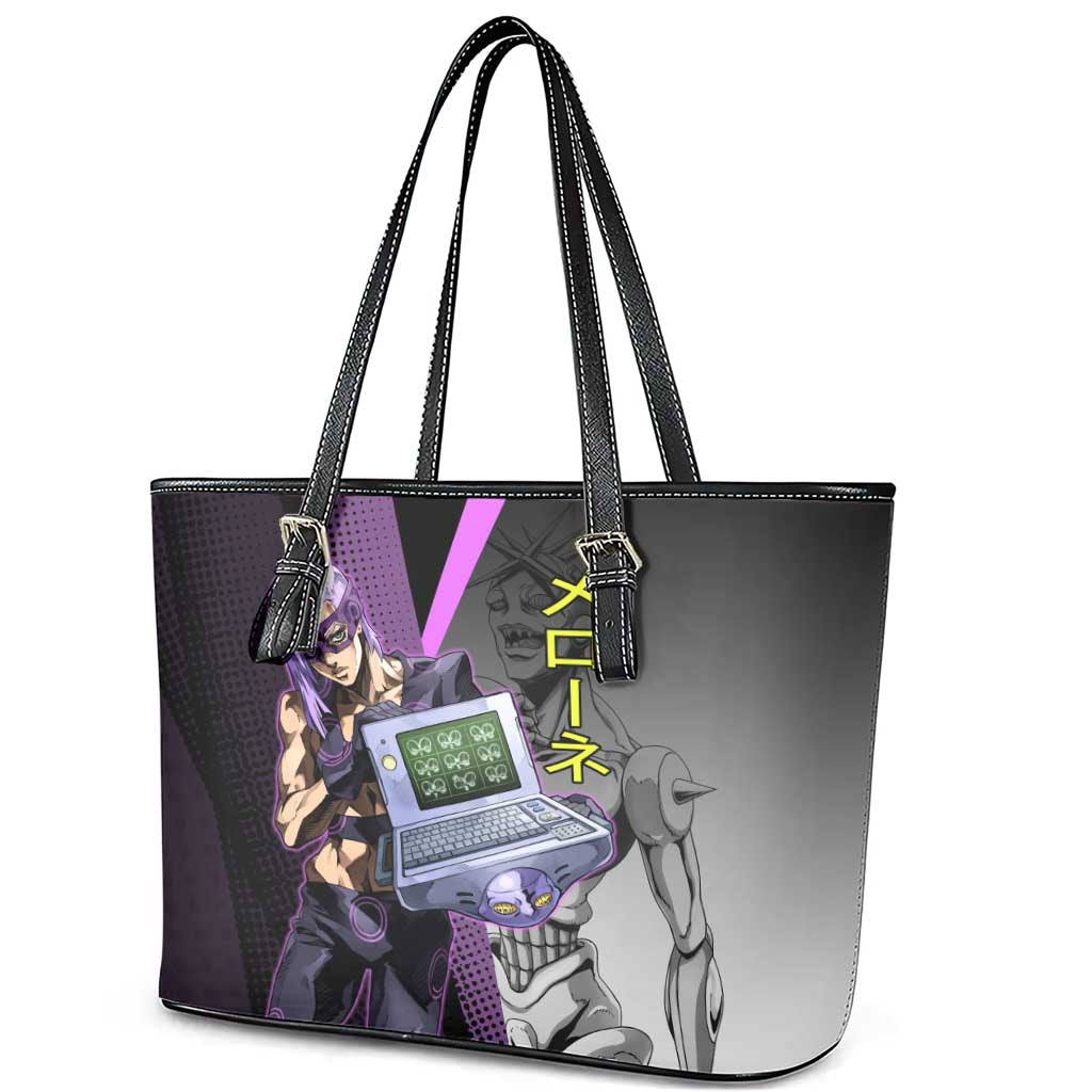Melone JoJo’s Bizarre Adventure Leather Tote Bag with Laptop-Featured Stand Display - The Mazicc
