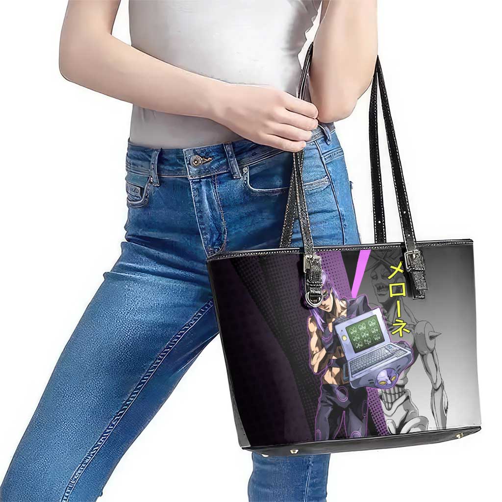 Melone JoJo’s Bizarre Adventure Leather Tote Bag with Laptop-Featured Stand Display - The Mazicc