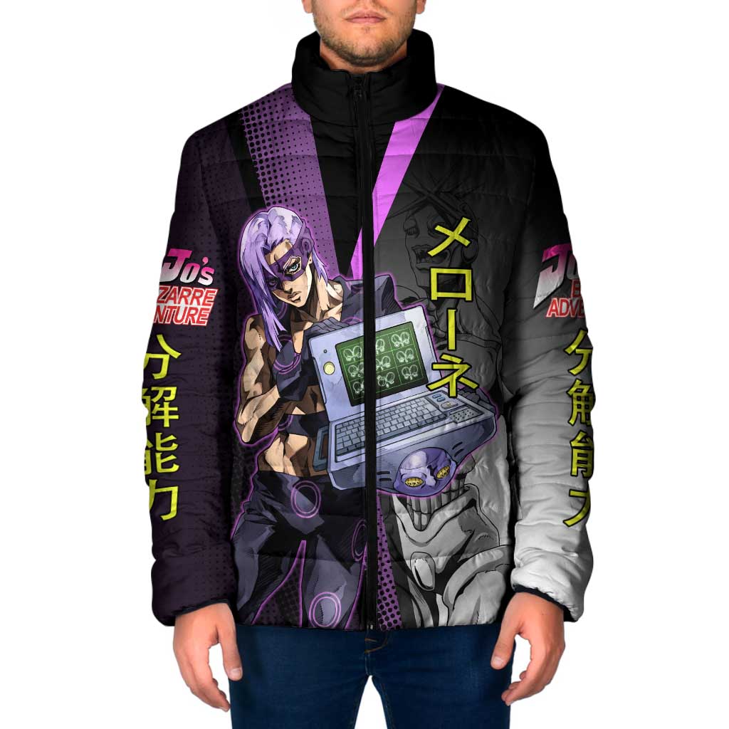 Melone JoJo’s Bizarre Adventure Padded Jacket with Laptop-Featured Stand Display - The Mazicc