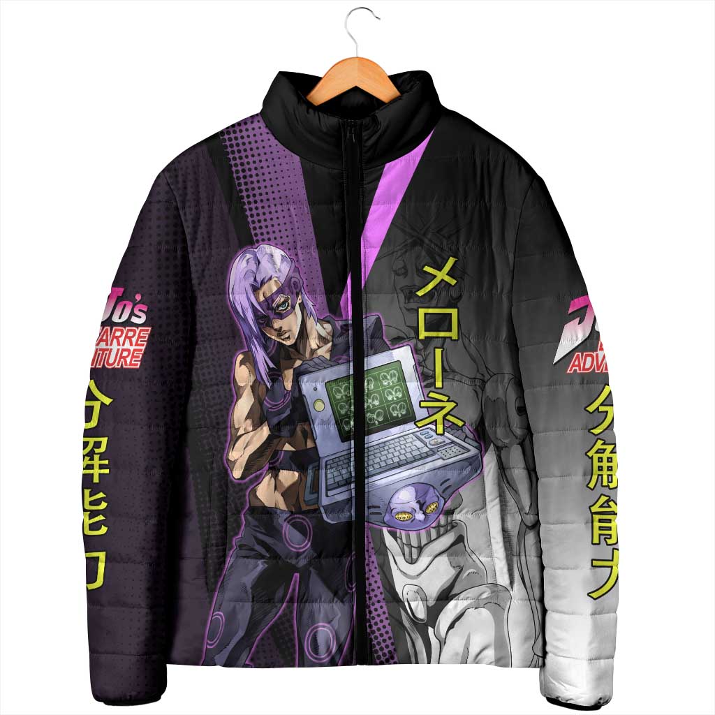 Melone JoJo’s Bizarre Adventure Padded Jacket with Laptop-Featured Stand Display - The Mazicc